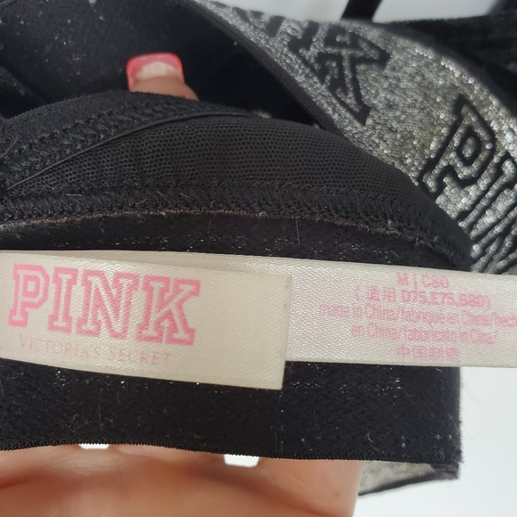 Victoria's Secret PINK Crushed Velvet Black Bralette Size M - Picture 8 of 11